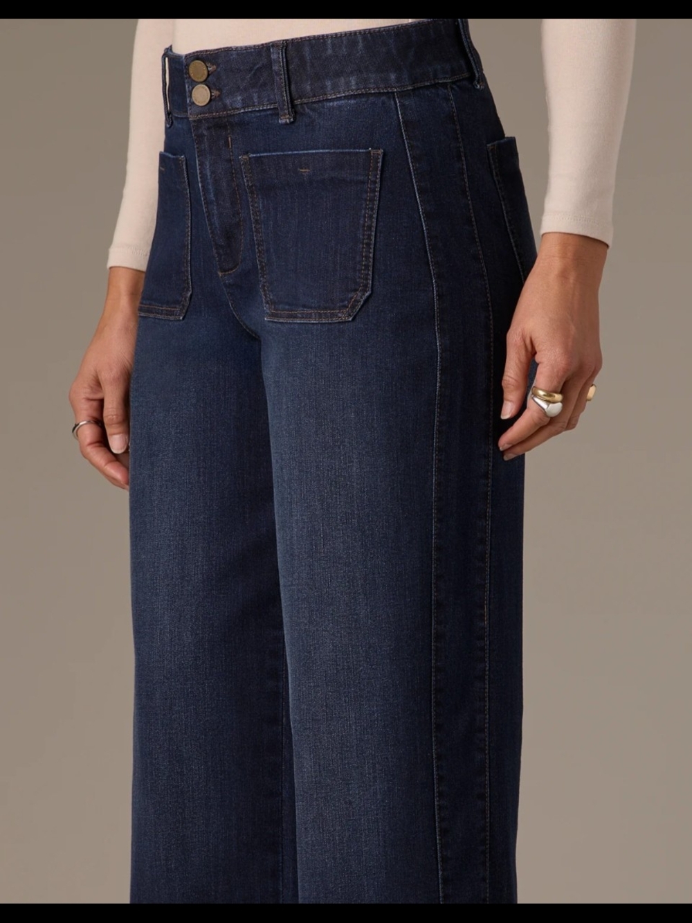 Wit & Wisdom Indigo Wide Leg  Denim Stretch Waist Label Detail 8P